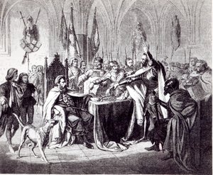 La Venta del Castillo de Marienburg en 1457 al Rey Casimiro IV de Polonia, 1854 de Ludwig Rosenfelder